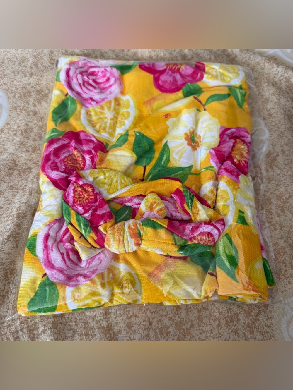 Posh Peanut Annika Floral Lemon Swaddle & Headband Set